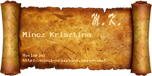 Mincz Krisztina névjegykártya